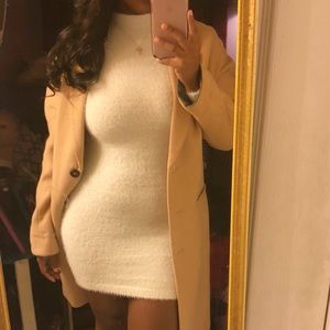 Long sleeve fuzzy turtle neck dress